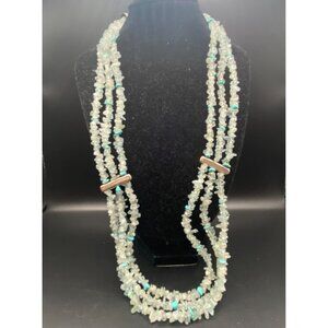 Jay King DRT Aquamarine Turquoise Chip 925 Silver Necklace  Vintage 21+3